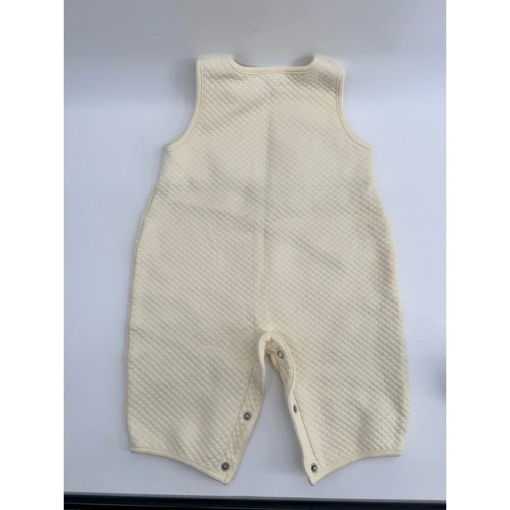 Vintage OshKosh Bgosh Quilted Giraffe Romper Cream 6-9 Months Sleeveless Snaps
